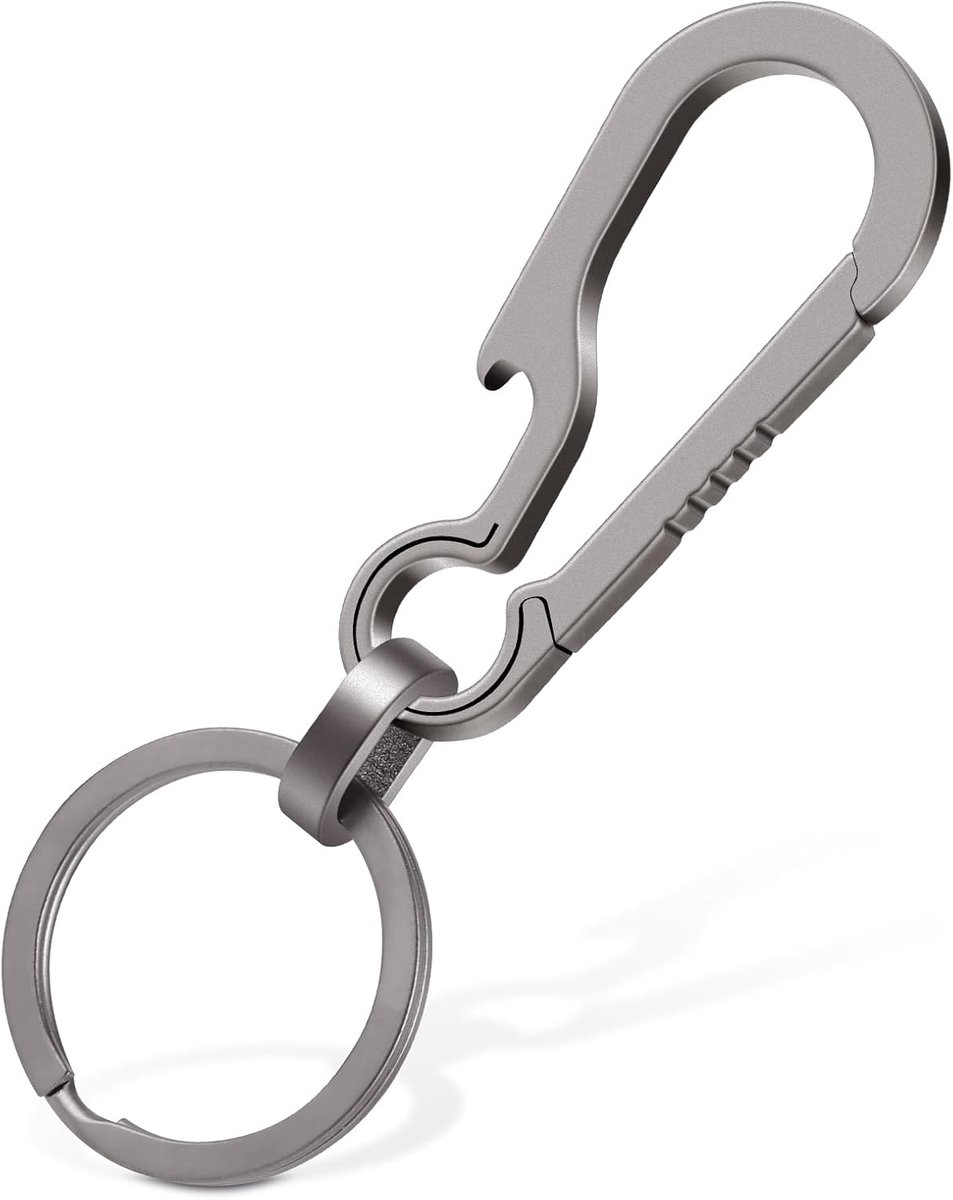 SnelShoppen - Titanium Sleutelhanger Karabijnhaak Met Flesopener - Multifunctionele Heavy Duty EDC Clip voor Mannen en Vrouwen - Lichtgewicht, Roestvr