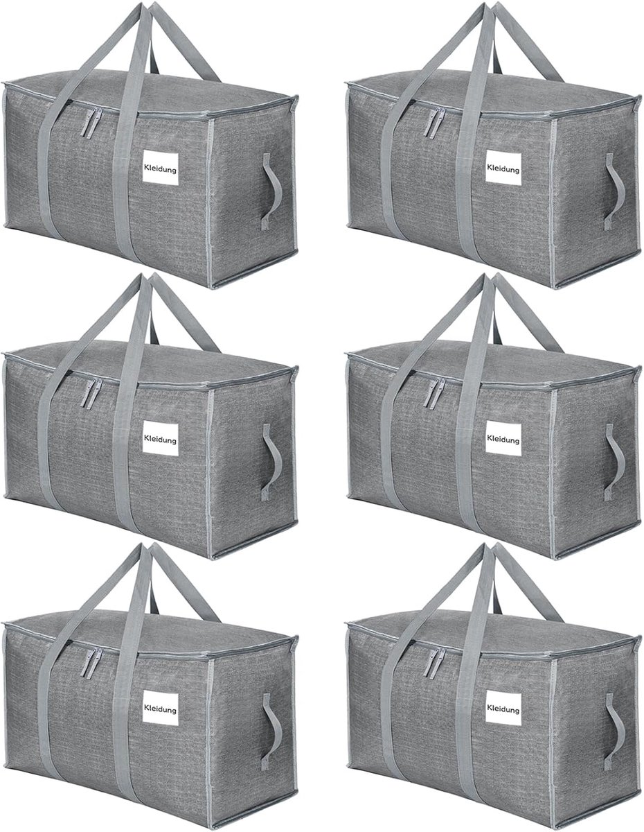SnelShoppen - Grote Opbergzakken met Deksel - Vouwbare Verhuisdozen met Rits en Handvatten - 90L Opslag voor Kleding, Beddengoed, Camping, Speelgoed -