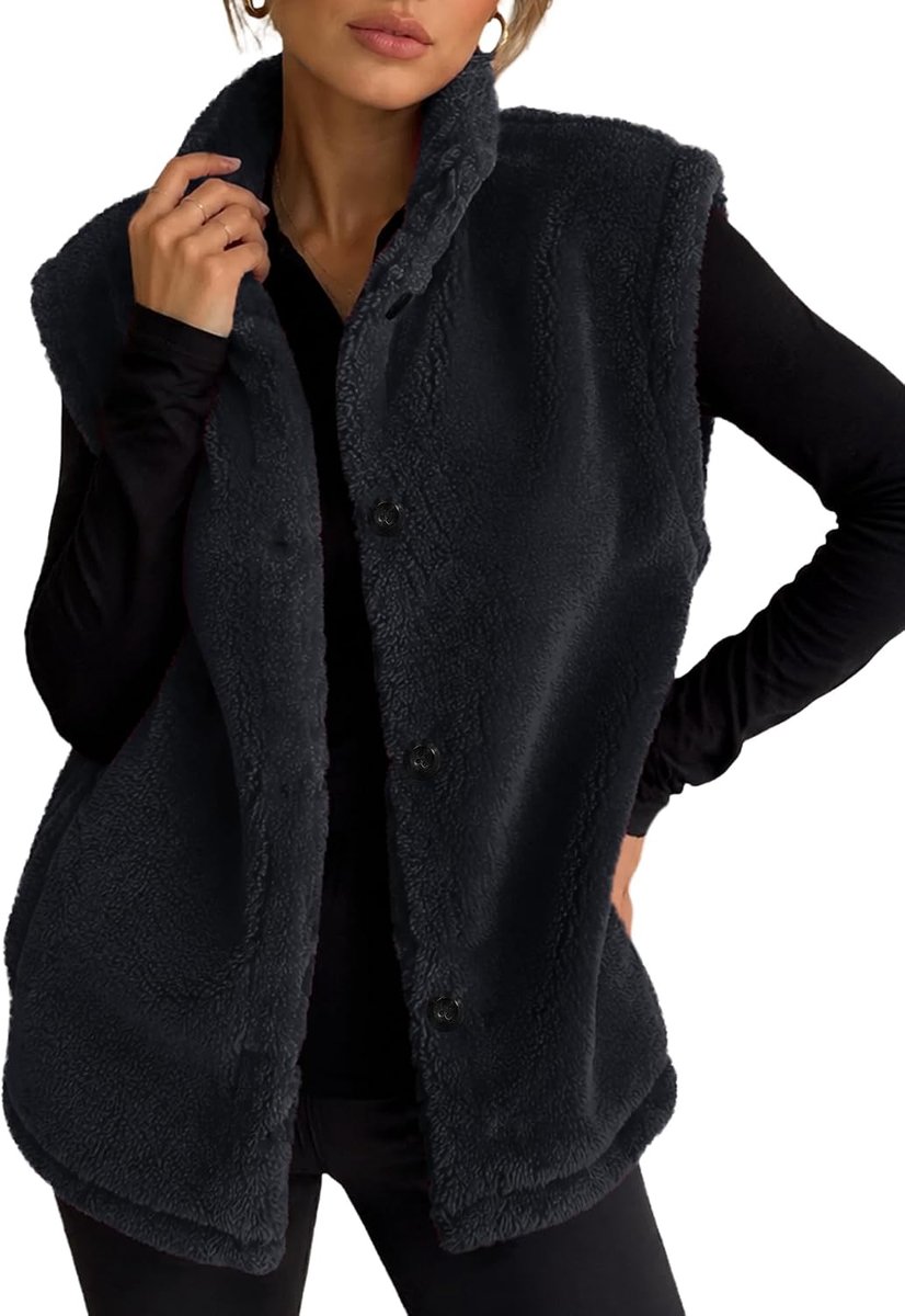Teddy Fleece Gilet voor Vrouwen UK Button Down Mouwloos Vest