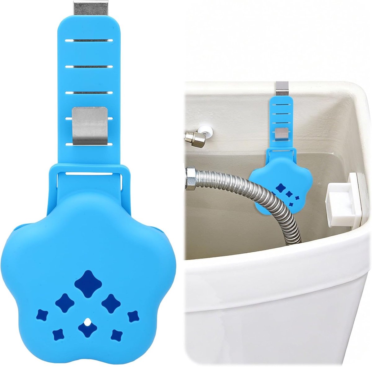 Ontwerp met Meerdere Gaten Siliconen Toiletreservoirhouder met Roestvrijstalen Haken Ophanghouder voor de Badkamer voor Eenvoudige Installatie (Blauw)
