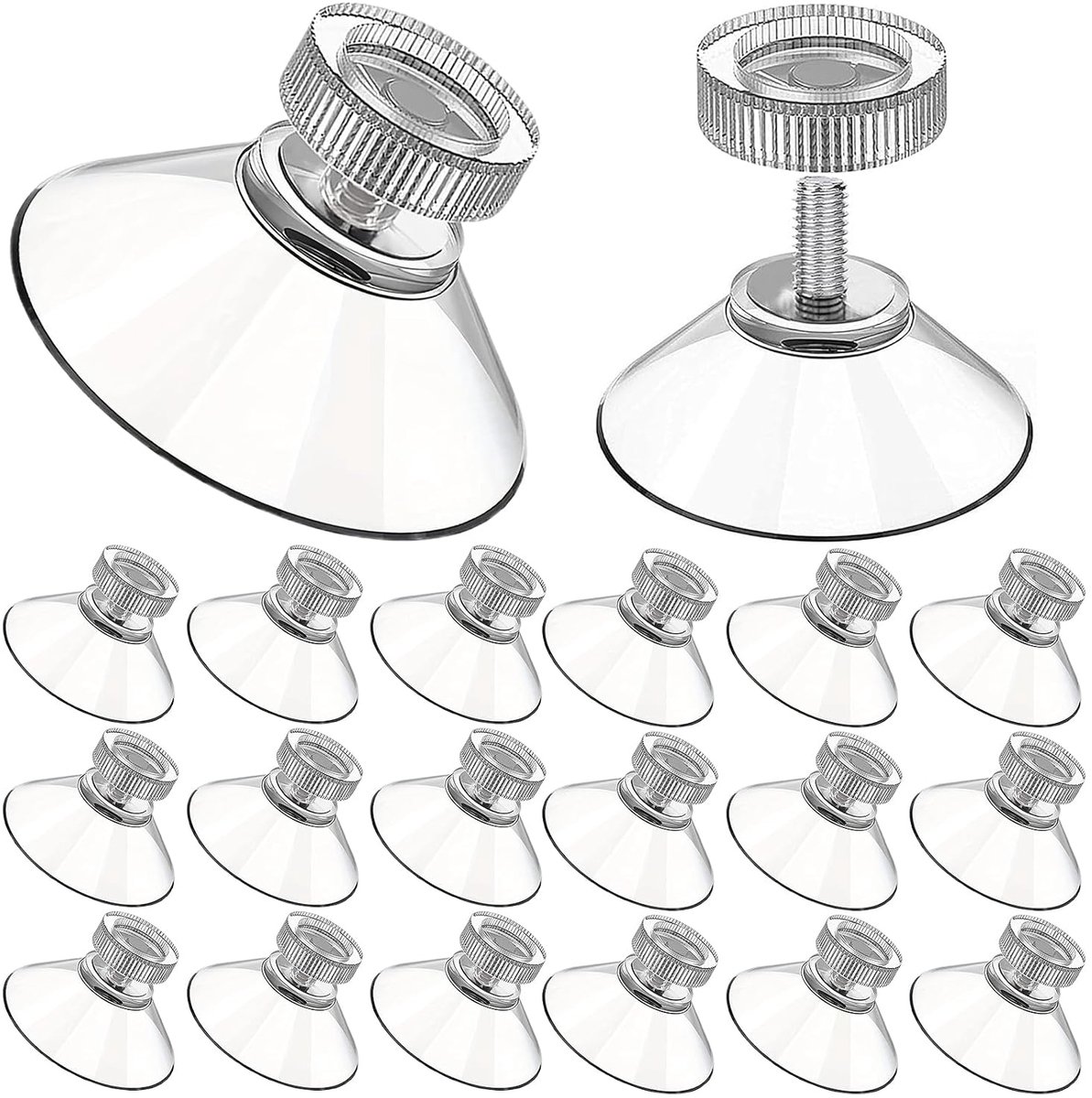 Zuignappen Ø 30 mm, met schroefdraad M4 x 10 mm kartelmoeren, zuignap van transparant pvc, supersterke zuignap, voor camper, raam, badkamer, bestelwagen