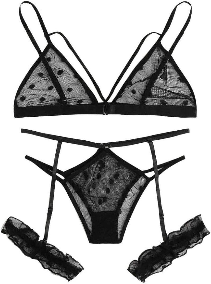 Bodystockings dames Vrouwen Transparant Kant Lingerie Beha Slipje Kousenband Sexy Vrouwen Ondergoed set