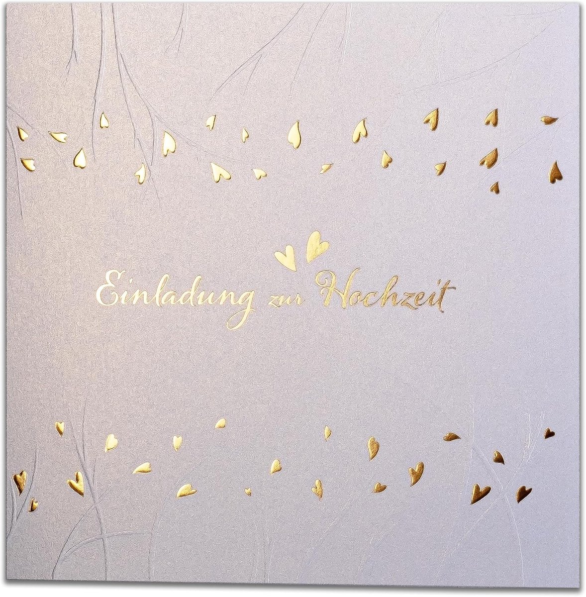 Uitnodigingen - set 20 stuks, 135x135 mm met bedrukte inzetstukken en enveloppen voor bruiloft - kleurrijke, metalen folie, geperst patroon op metallic papier, ZAP_DE_22