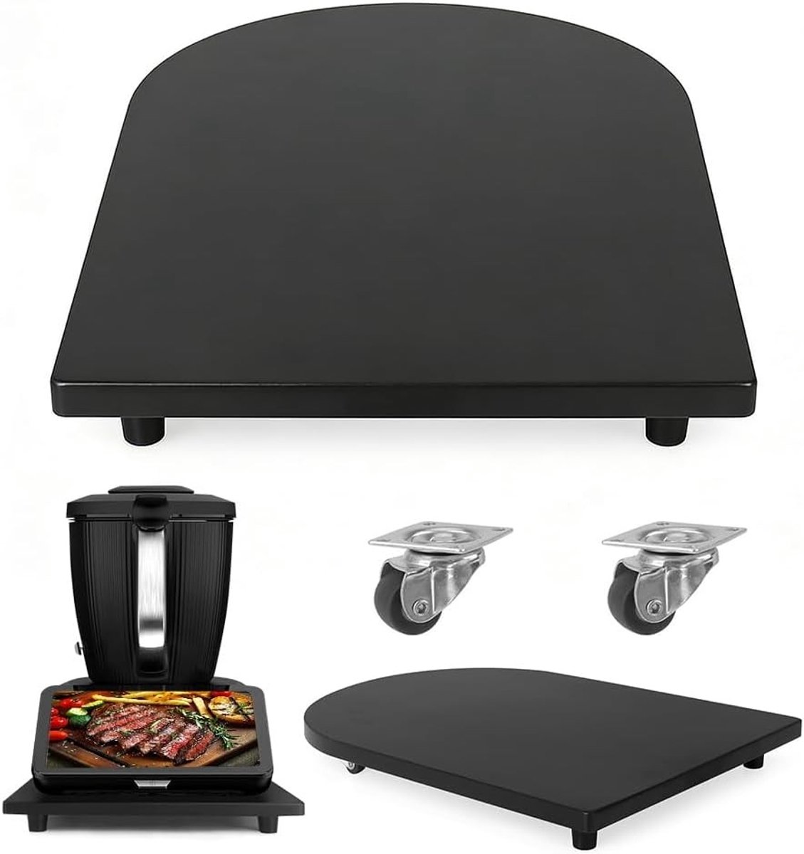 Premium schuifbord voor Thermomix TM7 met 360° wielen, eenvoudig verplaatsen, hoogwaardig en antislip rubberen voeten voor een veilige stand