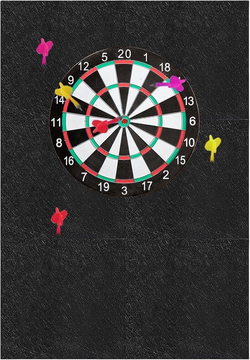 6 stuks zwarte zelfklevende dartbordomranding, 600x900x12mm vilt dartbordwandbescherming, wandomranding voor dartbord, voor wandbescherming bij dartsport