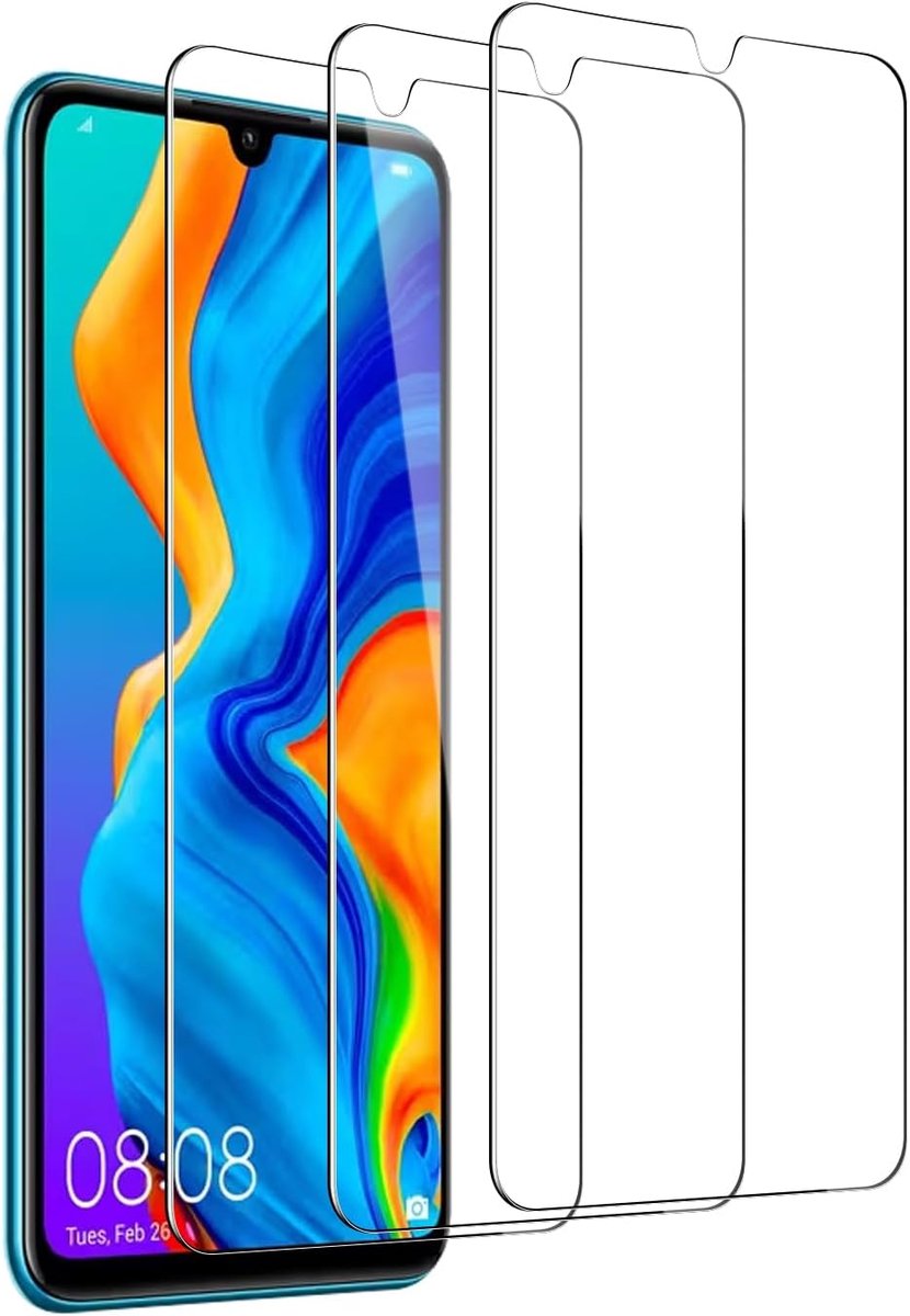 Tempered Glass Screen Protector Voor Huawei P30 Lite, 3 Stuks, Anti-Kras, Anti-Vervaging, Volledige Cover Bescherming