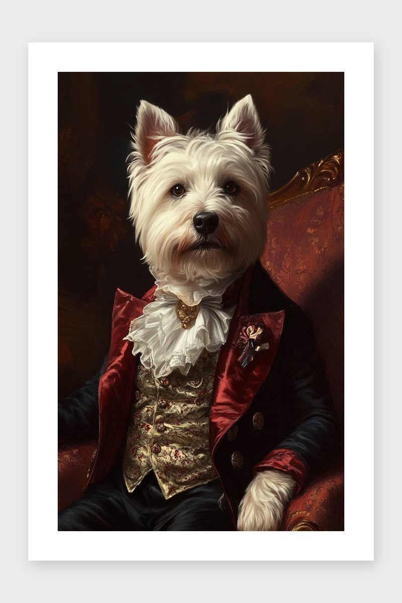 Hond Poster - Pak - Luxe - Dieren - Stijlvol - Mode - Elegantie - posters - formaat 30x40cm - Wanddecoratie - BXS5023AZ - Met kader - passe-partouts stijl