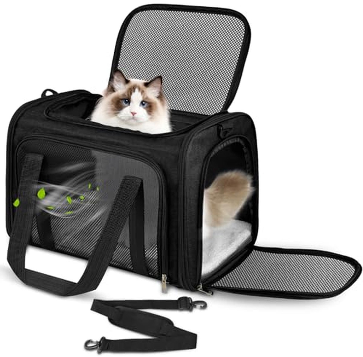 Transporttas Huisdier - Draagtas Kat Hond - Reizen en Bezoek - Opvouwbaar en Ademend