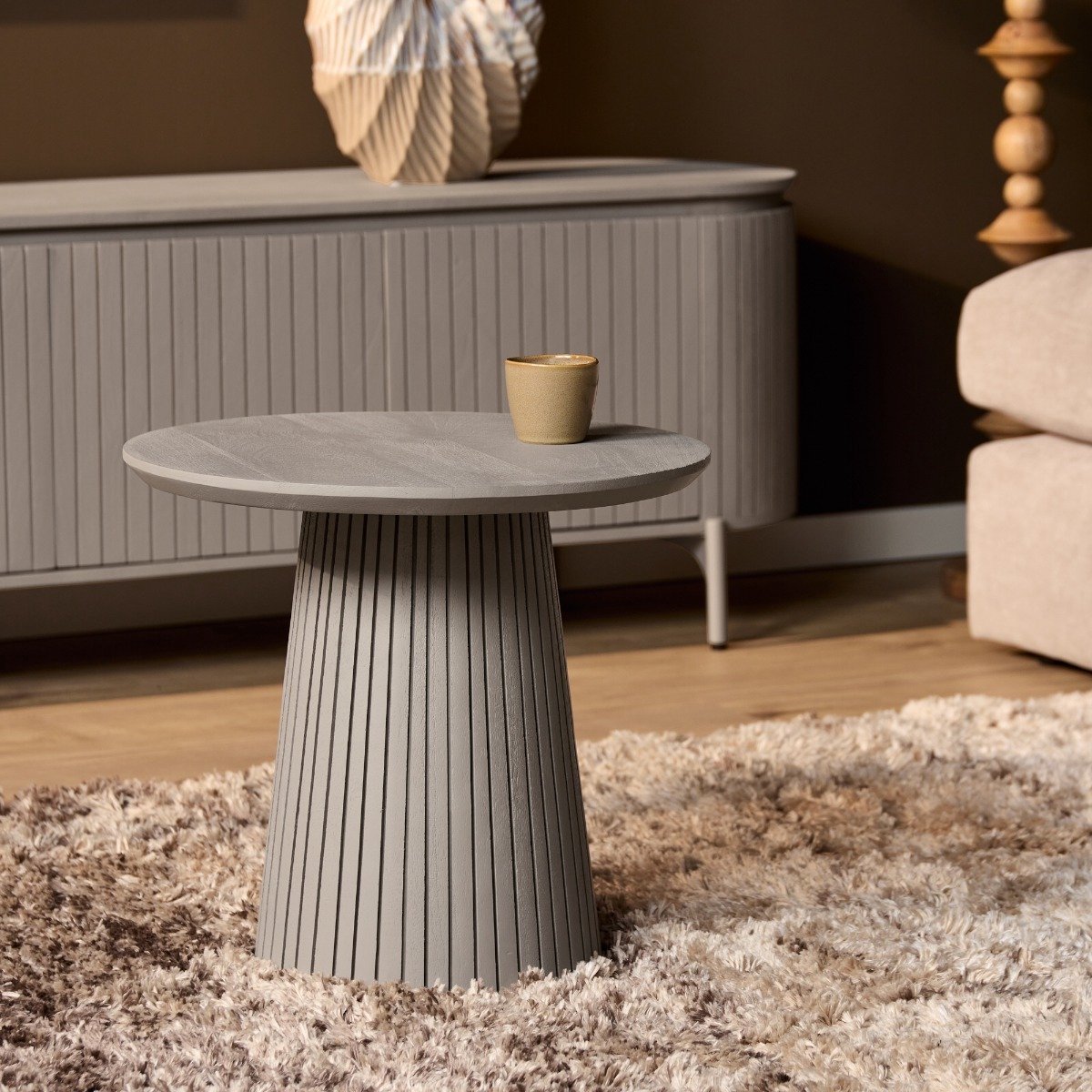 Starfurn Salontafel Solana - Rond Taupe Hout - 50x50x46cm