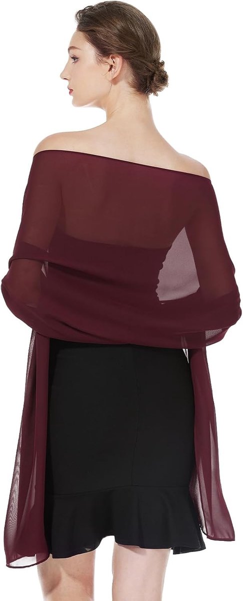 Chiffon Stola Bourgogne Plus Size - Lichtgewicht Cover-up - Bruiloft
