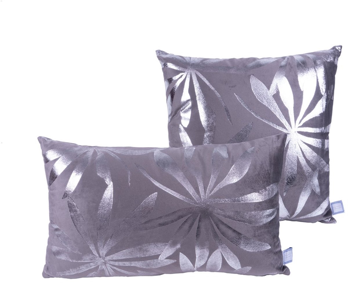 Padiro sierkussenset - 2-delige set - 30 x 50 cm - Grafiet / Grijs / Zilverkleurig - Polyester