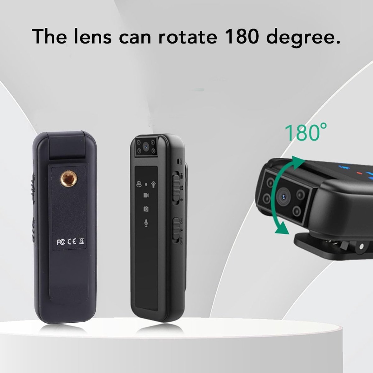 Mini-bodycamera - Zwart - Draagbare Videorecorder met 180° Draaibare Lens - HD met Nachtzicht - Voor Beveiliging en Reizen