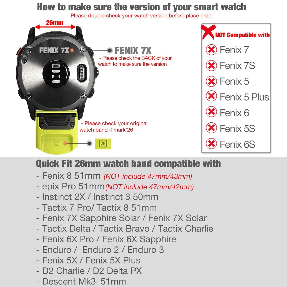 Siliconen horlogeband 26 mm - Quick Easy Fit - Soft en waterdicht - Ideaal voor sporters - ShopVlot