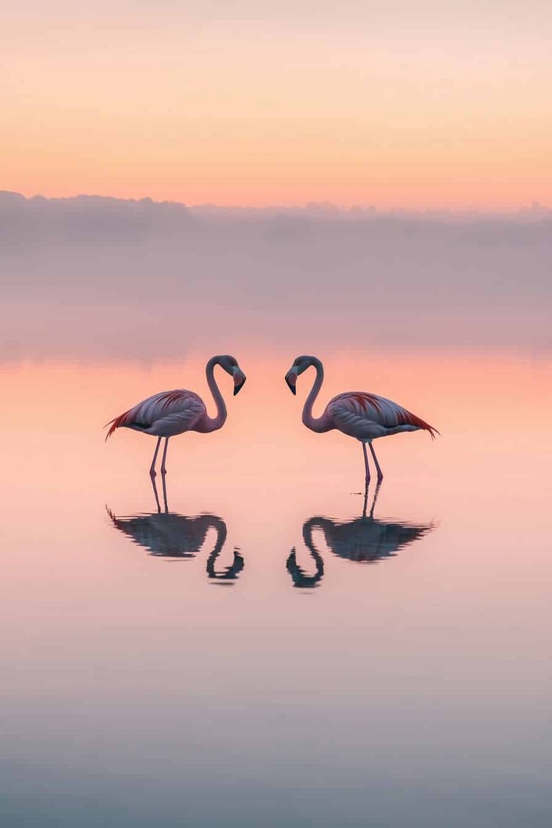 Flamingos Poster - Dieren - Exotisch - Kunst - Flamingo - posters - formaat 70x100cm - Wanddecoratie - L4123