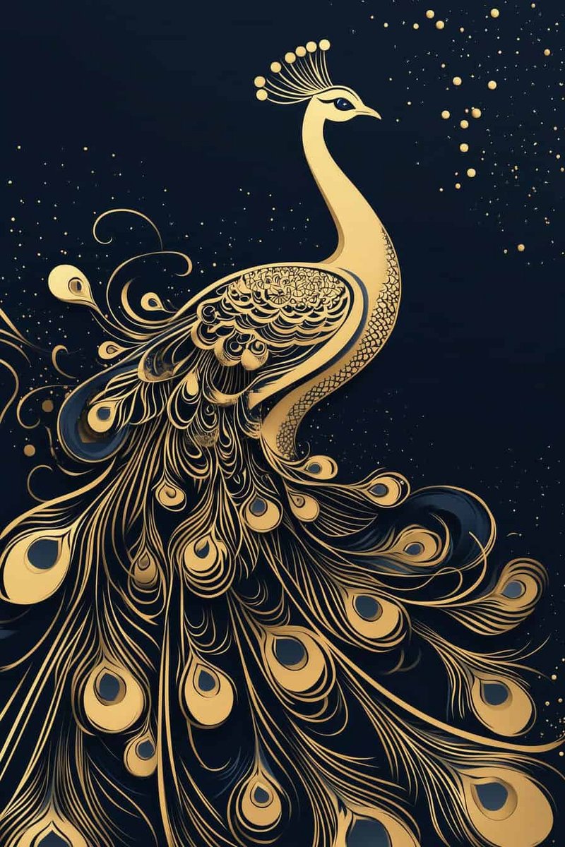 Pauw Poster - Goud - Dier - Elegant - Stijlvolle - Luxe - posters - formaat 70x100cm - Wanddecoratie - L4108