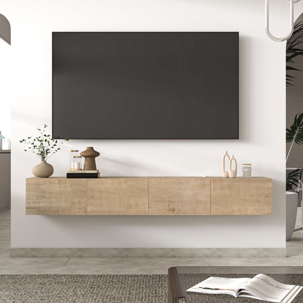 Brandloop Zwevend TV-Meubel 180 cm – Wandkast Eikenlook