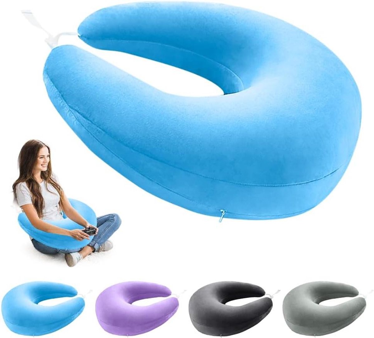 Leeskussen - Steunkussen - Ontspannen Zitten - Ergonomische Steun - 60 x 50 cm - Blauw