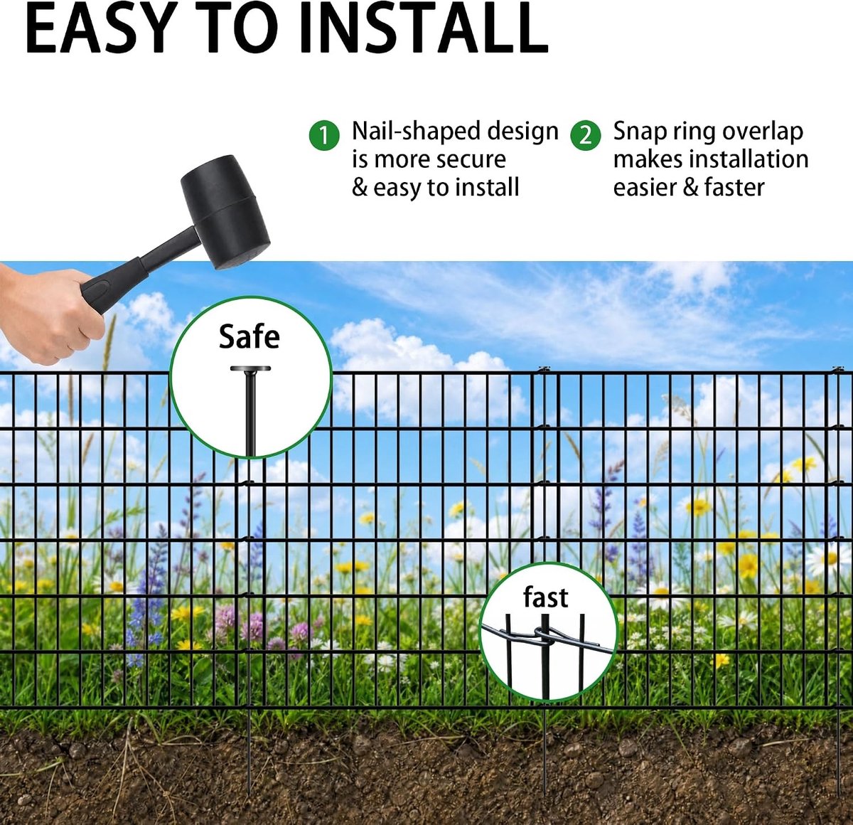 Decoratieve Tuinhekken 81cm Hoog x 28in Breed (5 Panelen, Totale Lengte 3.5m) - Geen Graafwerk Nodig, Roestvrijstalen Dierenbarrière voor Tuin, Patio en Bloembedden