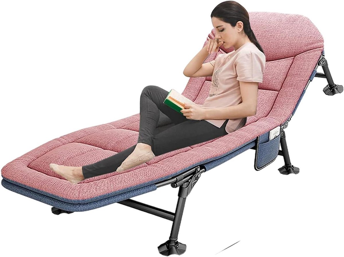 Veldbed Opvouwbaar - Camping Ligbed - Buiten Ontspannen - 5-voudig Verstelbaar - 210 x 67 cm - Roze
