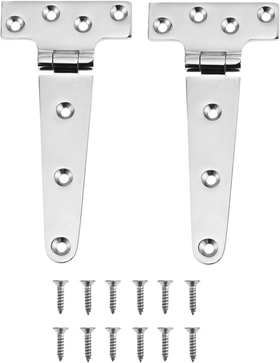Scharnieren, T-vormige scharnieren van 316 roestvrij staal met M5 schroeven voor jacht, vissersboot, snelboot, 151 x 75 x 4,5 mm
