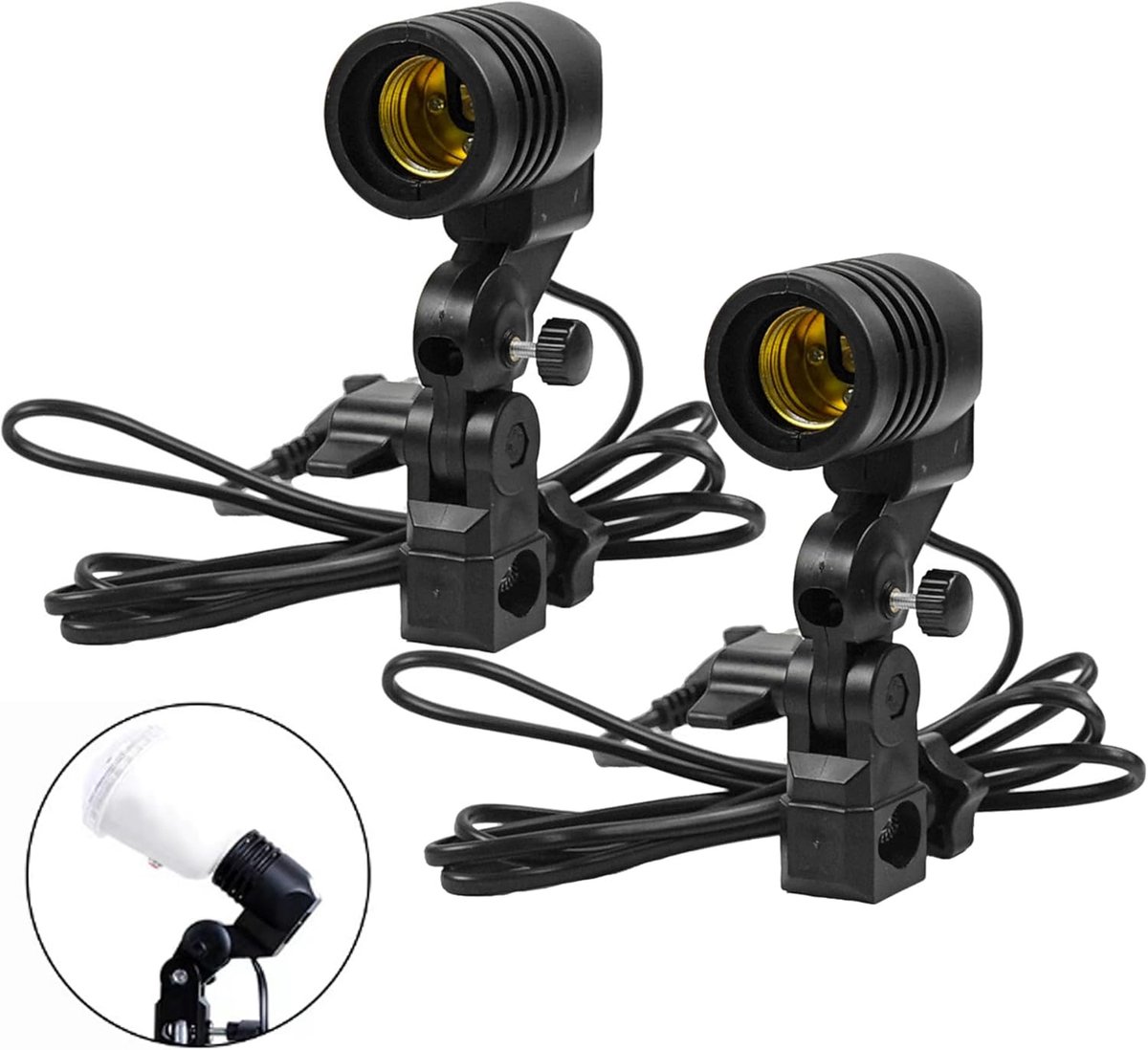 2 x Fotografie Foto Lichtlamp Enkele Houder E27 Socket Klem Studio EU Stekker