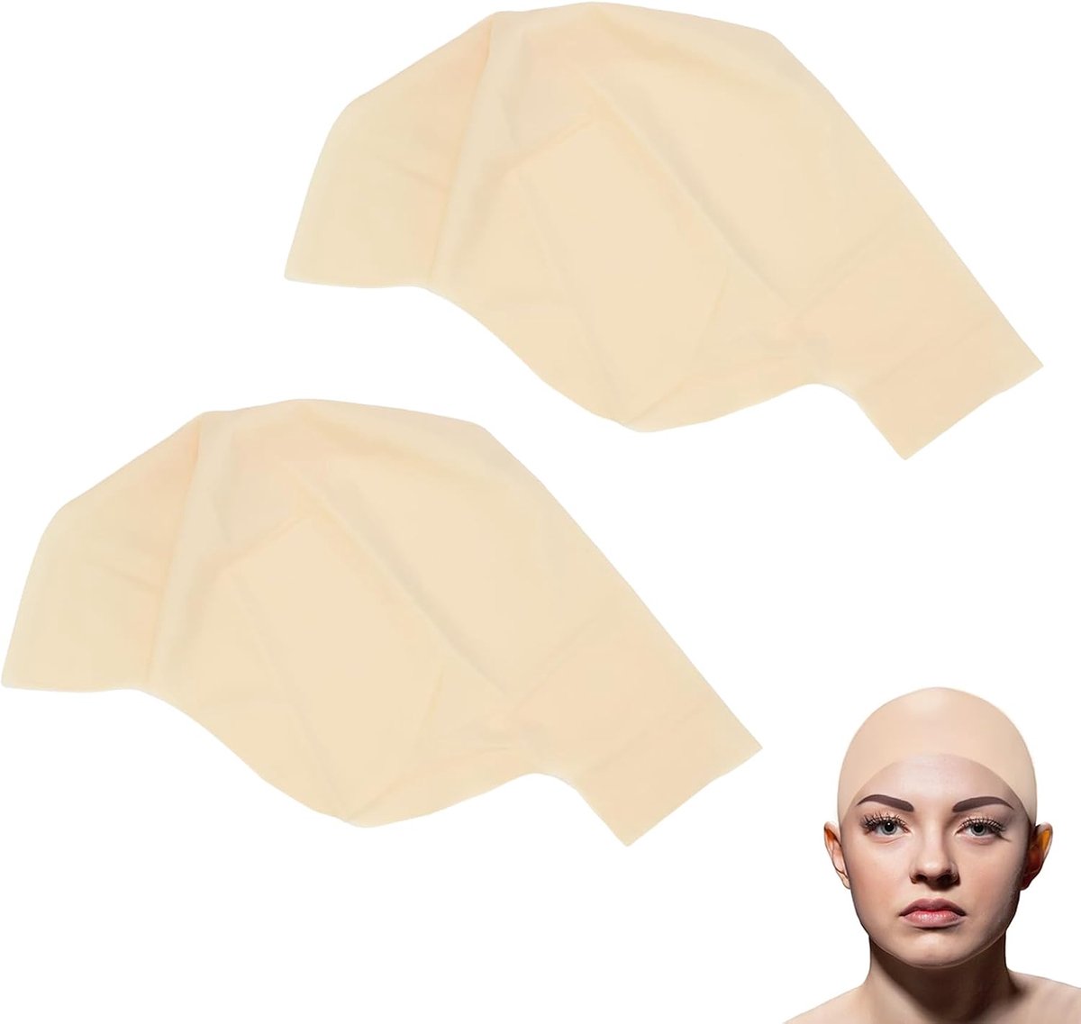 Kaalheid cap 2 stuks bald cap pruik kaal voor make-up volwassenen kale cap voor feestjes, cosplay, podiumoptredens, maskerade