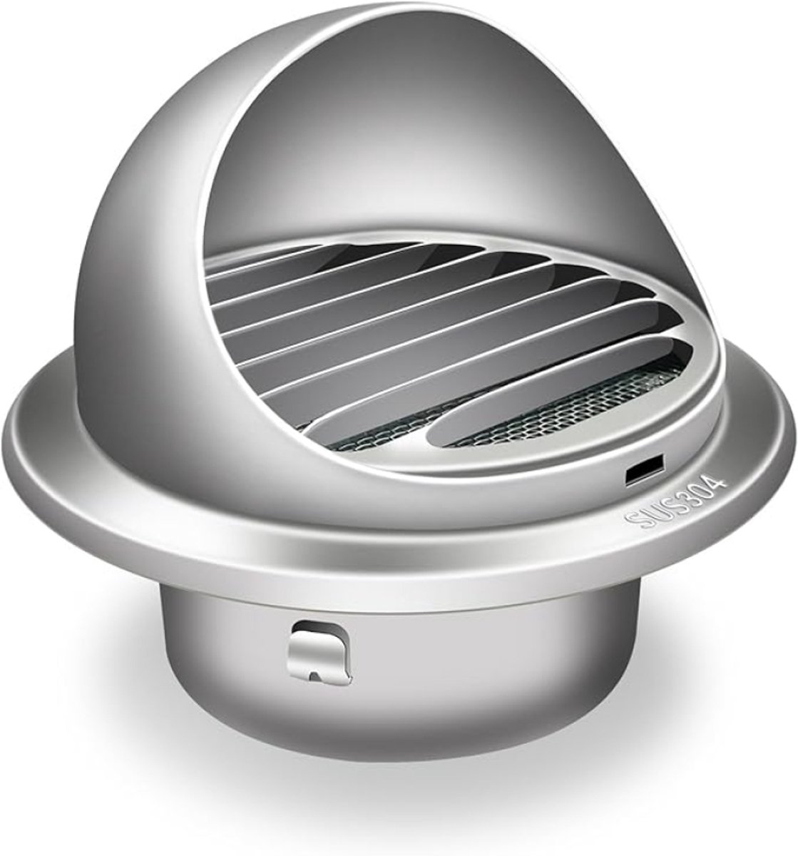 RVS Ventilatierooster 150 mm - Rond Muurrooster met Insectengaas en Flens