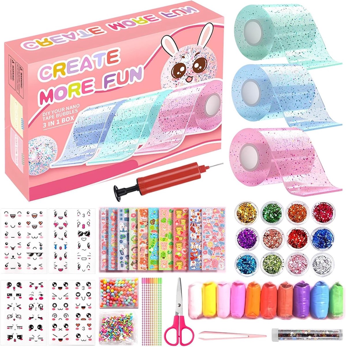 Nano Tape Set 57 Stuks - DIY Zachte Tape voor Stressverlichting en Ontspanning - Ultra-rekbare Tape Geschikt voor Kinderen en Volwassenen