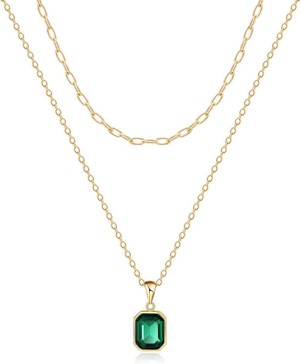 Trendy 18K Gouden Paperclip Choker Ketting voor Vrouwen met Birthstone en Gelaagde Stijl, Perfecte Sieraad Cadeaus