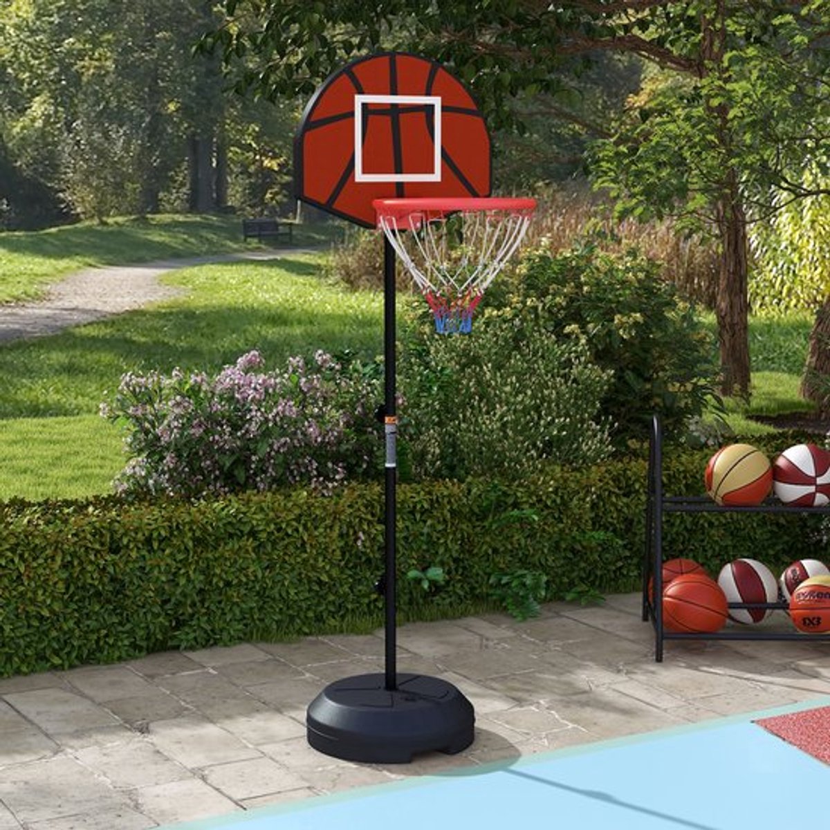 Basketbalring In Hoogte Verstelbaar 129-179cm - Met Standaard - Inclusief Magnetisch Dartbord - Voor Binnen En Buiten