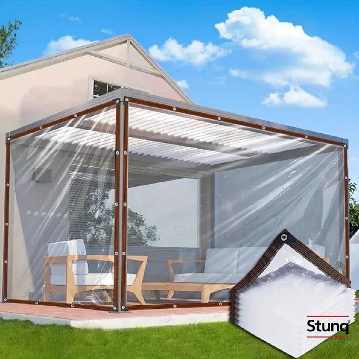 Stunq® Transparant Afdekzeil 2x3 m met Metalen Ringen