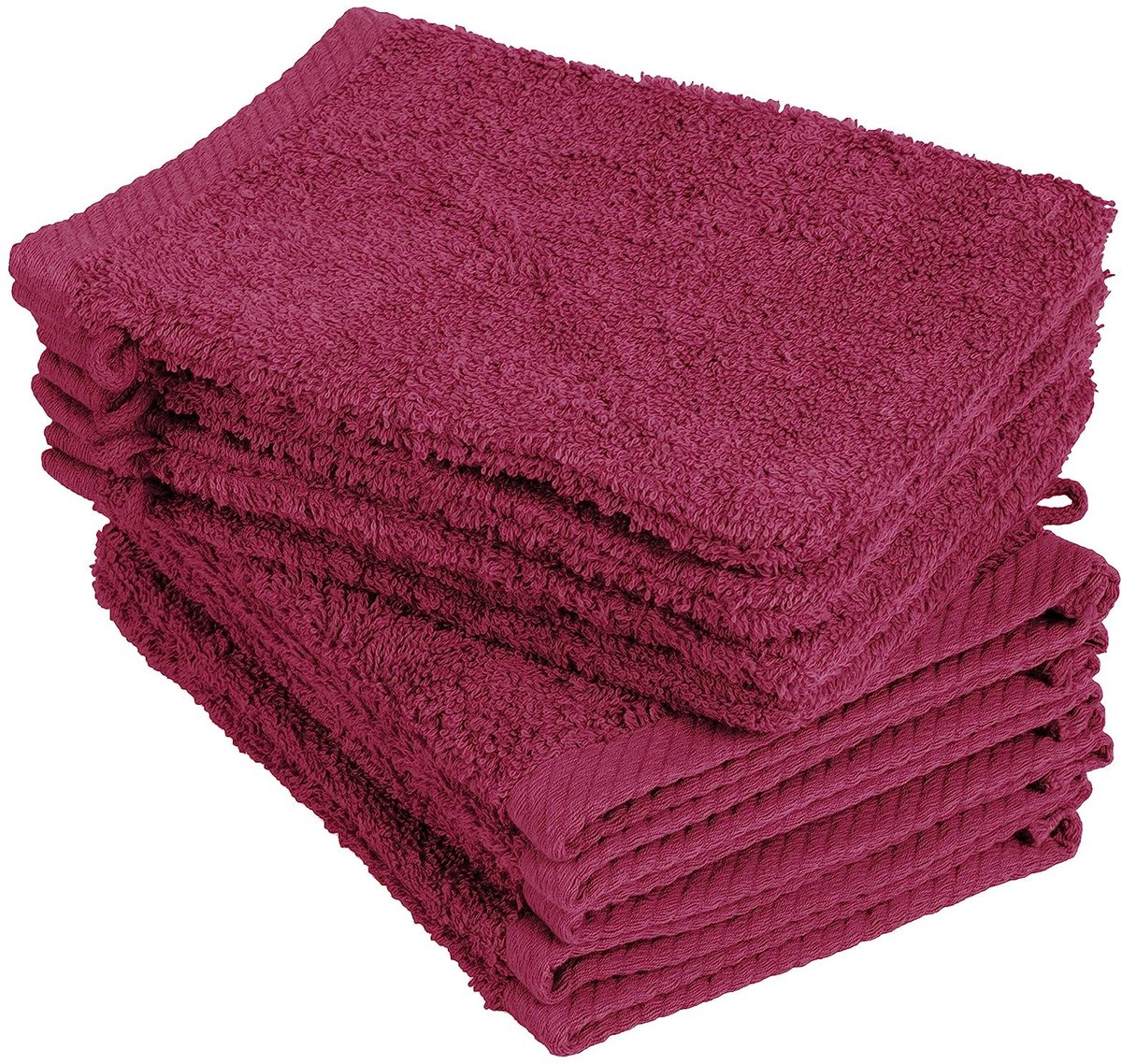BaSaTex - Set van 10 washandjes, afmetingen 15 x 21 cm, bordeaux, 100% katoen - ShopVlot