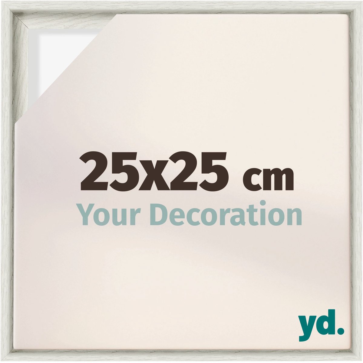 yd, Baklijst 25x25 cm White Wash - Lijst voor Canvasdoek - MDF Lyon