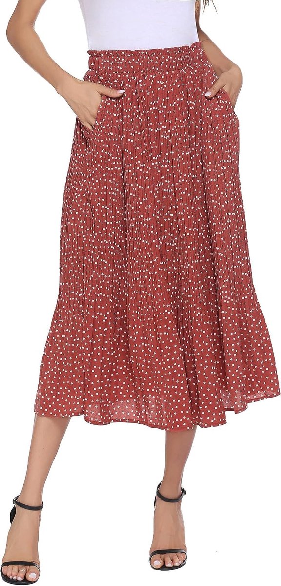 Chiffon rok boho retro maxi plooirok zomer rok met zak