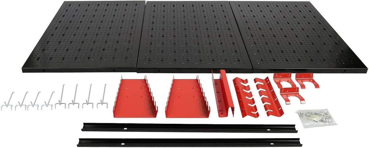 Gereedschapswand - Opbergbord - Werkplaats Organiseren - Verstelbare Haken - 120x60 cm - Zwart