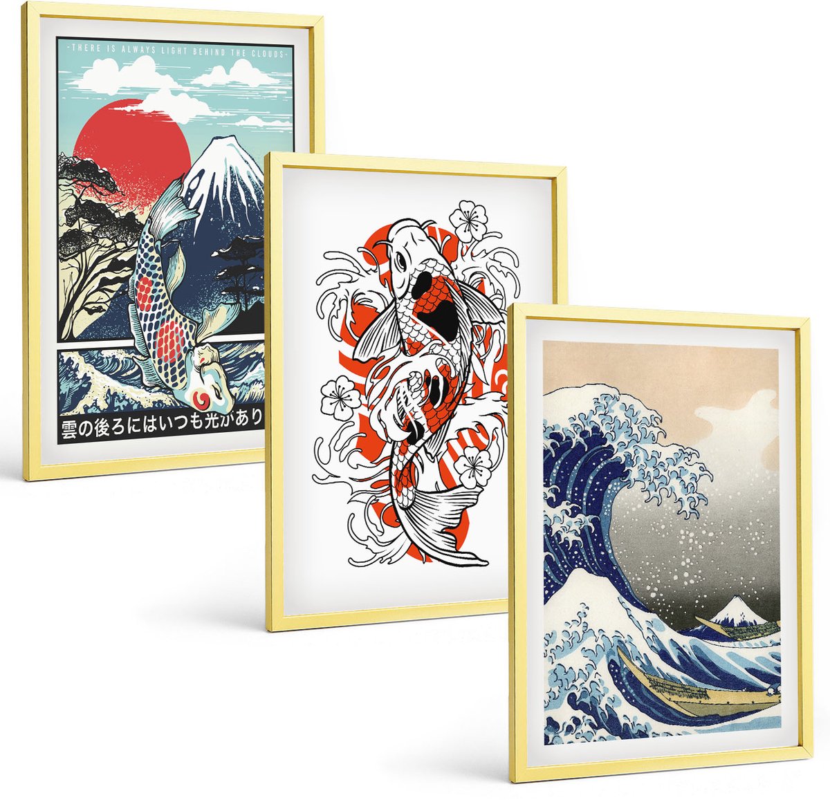 Coloray 3-Delige Schilderij Set - Stadsarchitectuur Met Weerspiegeling In Het Water - 40 x 40 cm En 40 x 60 cm - Decoratieve Muurdecoratie - Slaapkamer - Wanddecoratie