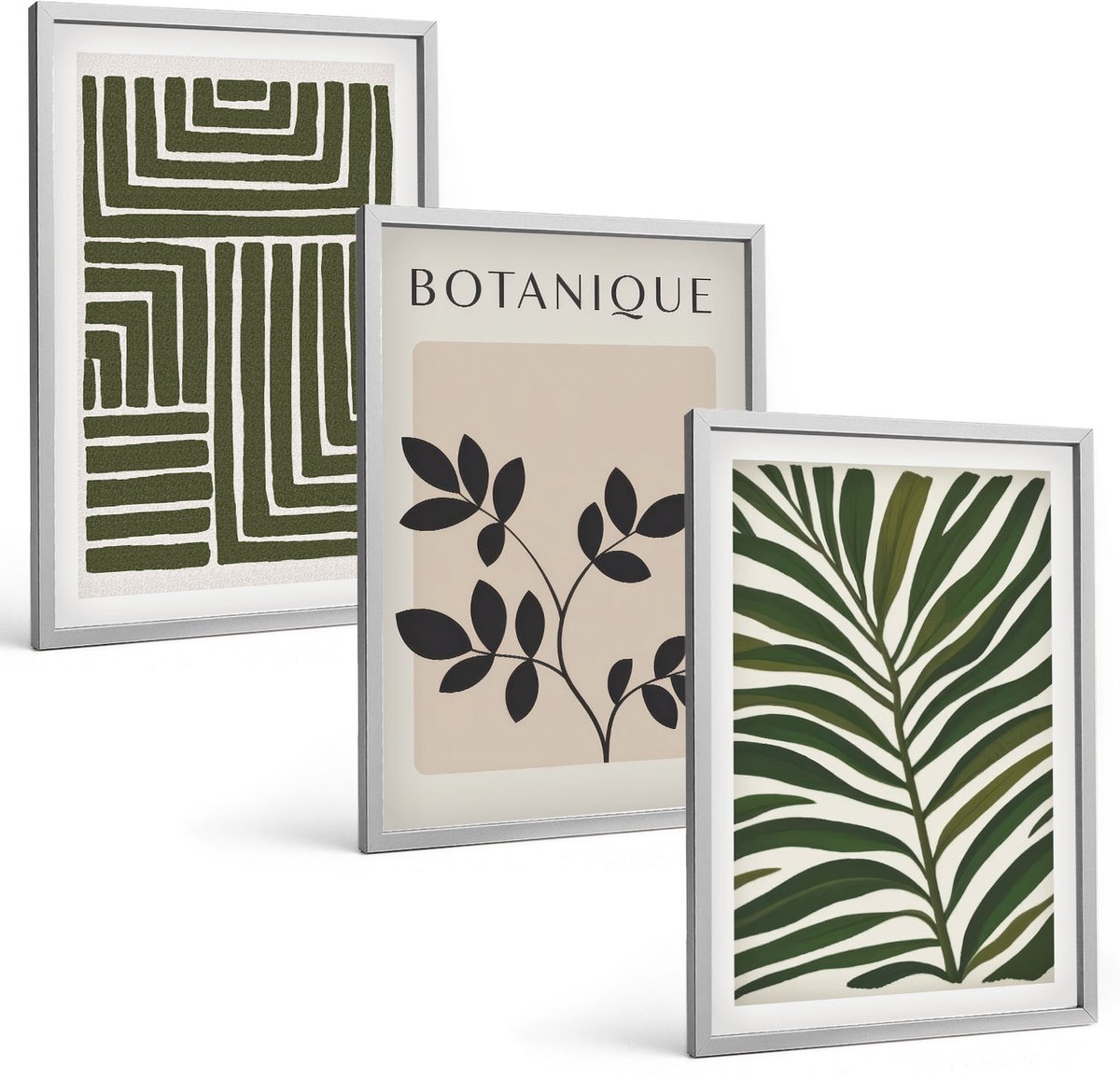 Coloray 3-Delige Schilderij Set - Botanische Composities In Boho-Minimalistische Stijl - 40 x 60 cm - Moderne Wanddecoratie - Slaapkamer