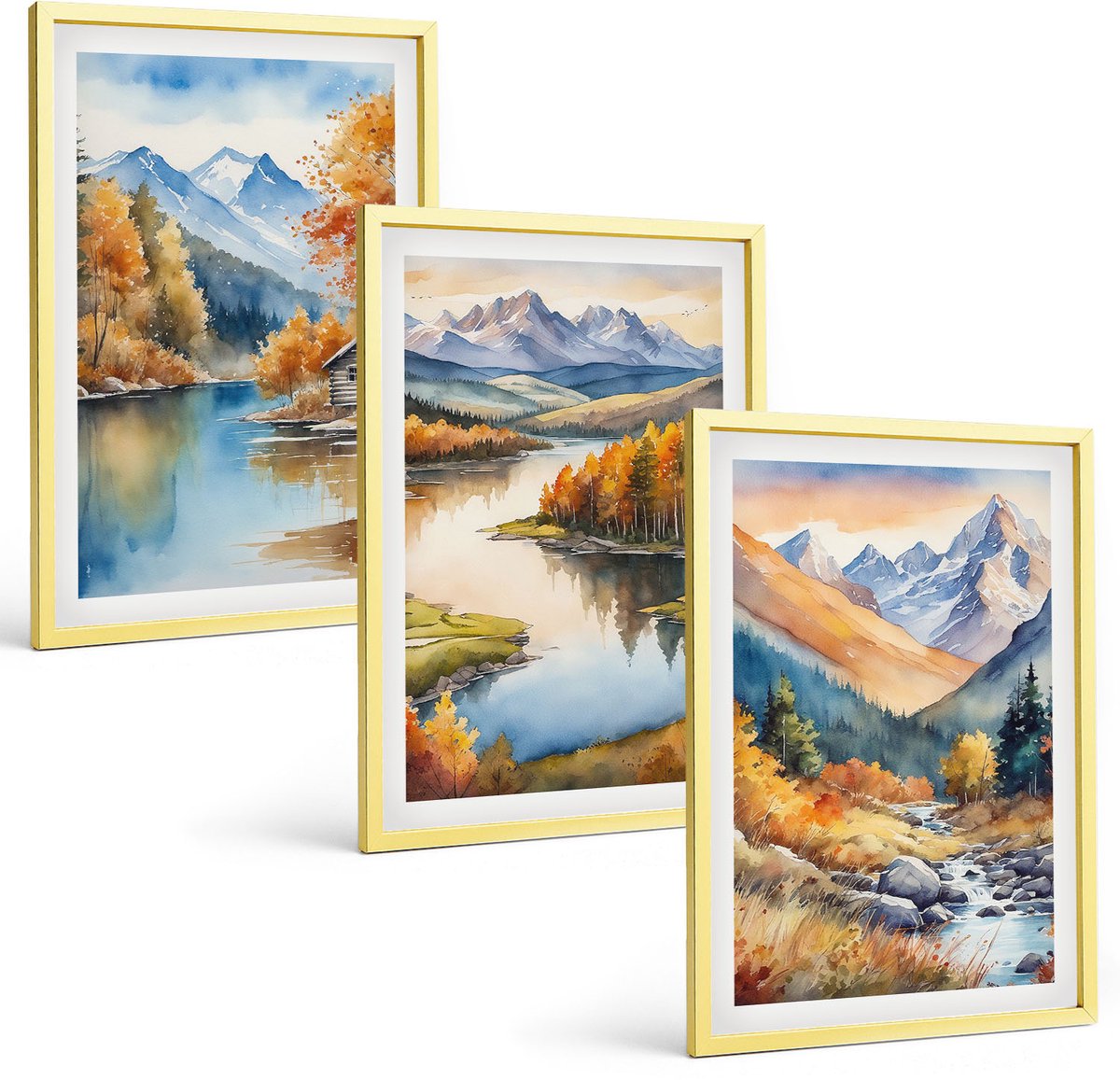 Coloray 3-Delige Schilderij Set - Schilderachtige Kustlandschappen Uit Toeristische Landen - 40 x 40 cm En 40 x 60 cm - Stijlvolle Muurdecoratie - Slaapkamer