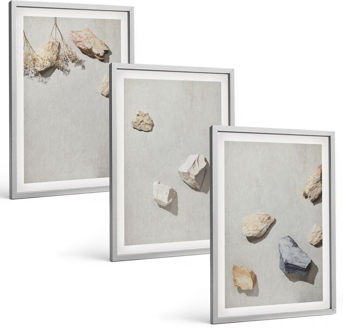 Coloray 3-Delige Schilderij Set - Boho Strandstenen Minimalistische Decoraties - 40 x 60 cm - Wanddecoratie - Muurdecoratie - Moderne Interieurdecoratie