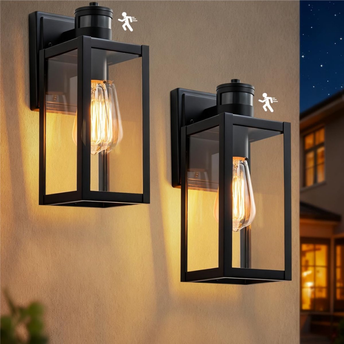 SP® Buitenlamp met Bewegingssensor - Wandlamp met Sensor Voor Buiten - Solar Buitenlamp Oplaadbaar - Zwart - 13cm x 17cm x 33cm