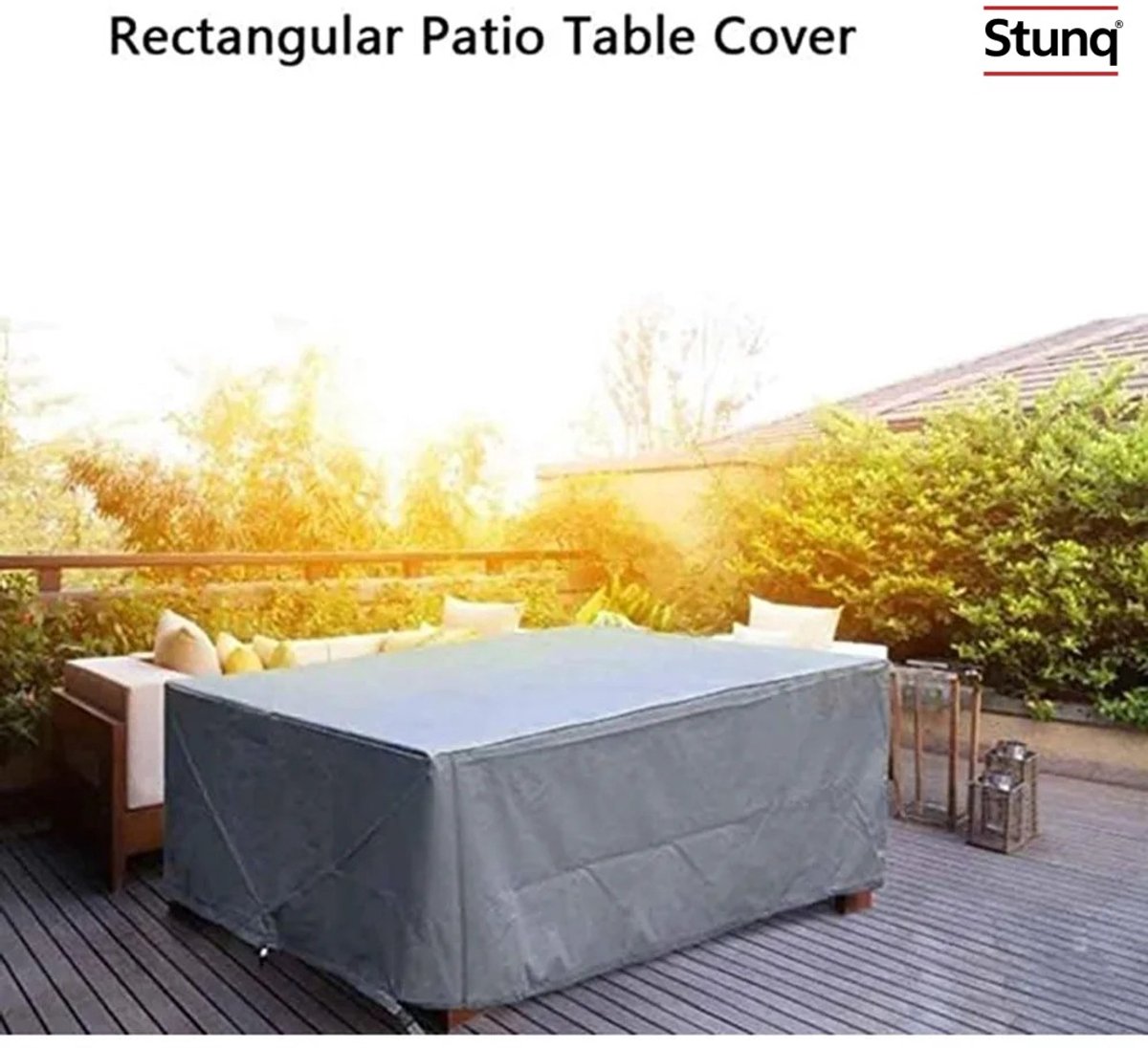 Stunq Waterdichte Tuintafelhoes Rechthoekig Grijs