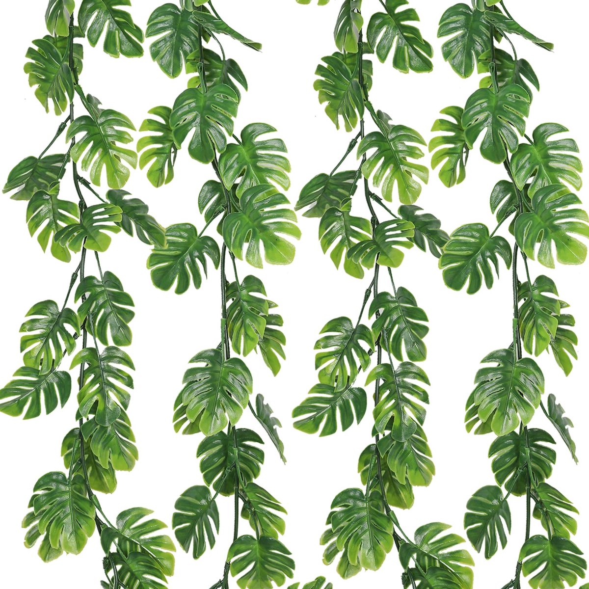 RECUTMS 4 Stks Kunstmatige Monstera Blad Wijnstokken 15,6 FT Faux Tropische Palm Groen Slinger Nep Klimop Plant voor - ShopVlot