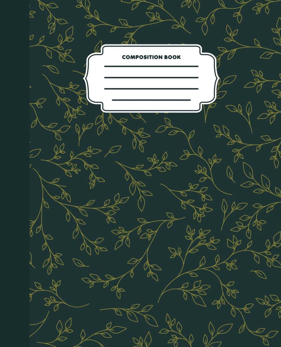 Dark Green and Gold Botanical Vine Composition Book: Elegant Line Art Journal: Vintage Dark Academia Aesthetic - ShopVlot
