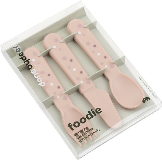 Done By Deer Foodie Cutlery Set Happy Dots Powder van Done by Deer — afbeelding 3