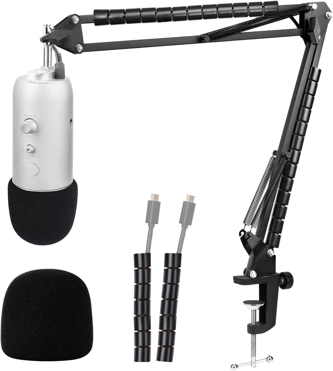 Yeti Mic Stand met Pop Filter - Suspension Microfoon Boom Arm Stand met Mic Cover Compatibel met Blue Yeti Pro van YOUSHARES