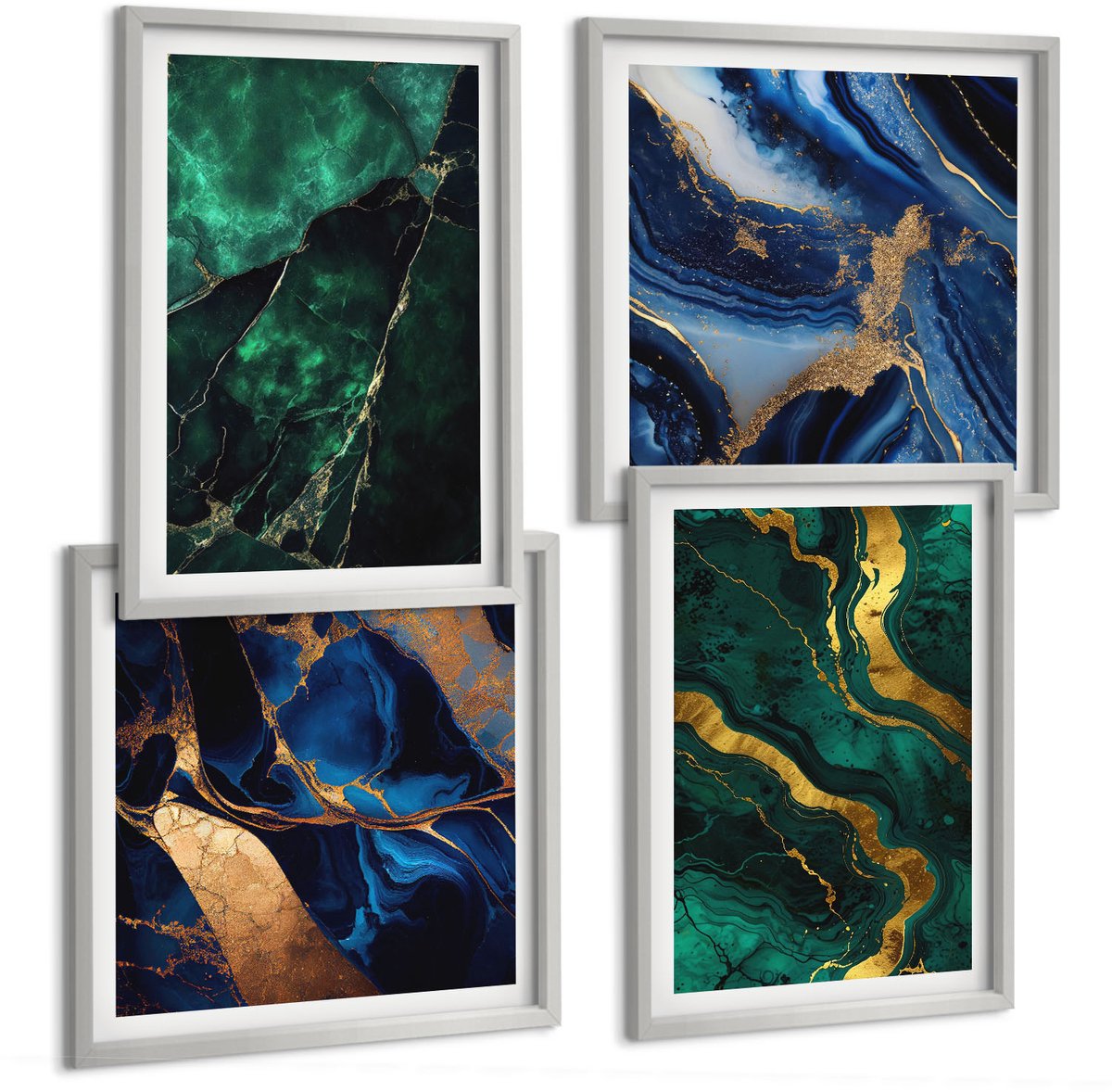 Coloray 4-Delige Schilderij Set - Elegante Abstracte Steenpatronen - 40 x 40 cm En 40 x 60 cm - Wanddecoratie - Moderne Interieurdecoratie - Woonkamer Decoratie