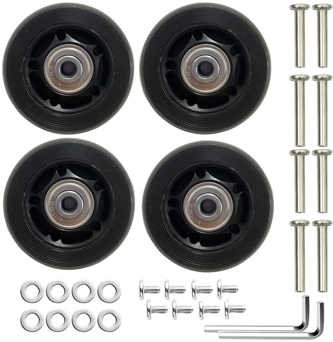 Reservewielen voor bagage, 4 stuks, rubberen kofferwielen, universele reservekofferwielen voor bagage, vervangwielen, 60 mm x 18 mm