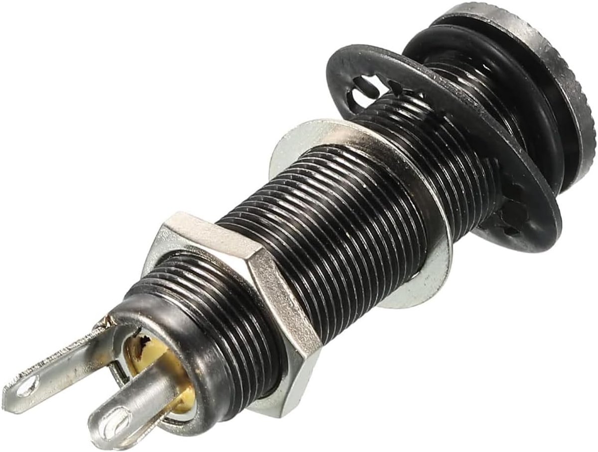 2 stks Stereo Jack Socket, Gitaar Accessoires met 4 Pin Gitaar Bass, 1/4 Inch Jack Socket Cilinder Input/Output Jacks (zwart)