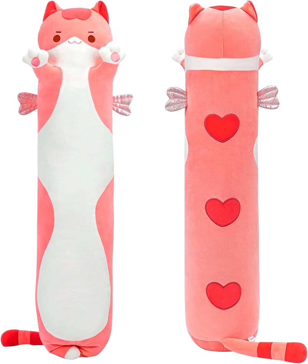 Lichaamskussen, knuffeldier, kat, kawaii, pluche, lang, 90 cm
