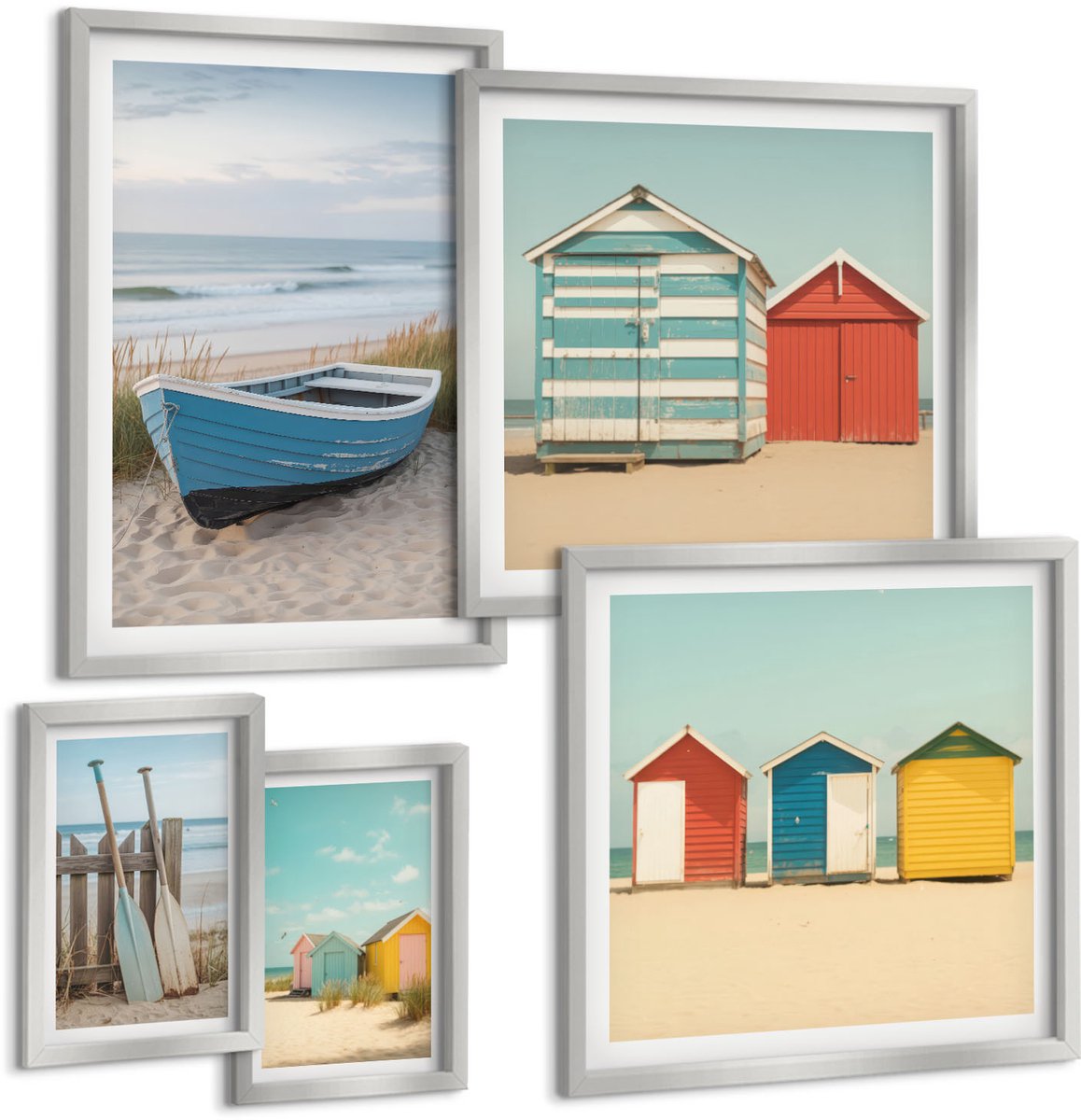 Coloray 5-Delige Schilderij Set - Kleurrijke Berglandschappen En Kuststeden - 20 x 30 cm - Muurdecoratie - Schilderijen Set - Woonkamer - Moderne Wanddecoratie